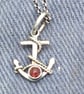Silver Anchor Thames garnet pendant