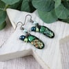 Earrings, Sparkly Dichroic Glass Droppers with Pearls & Niobium Earwires