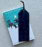 Bookmarks Japanese Fabric Indigo Blue Swirls
