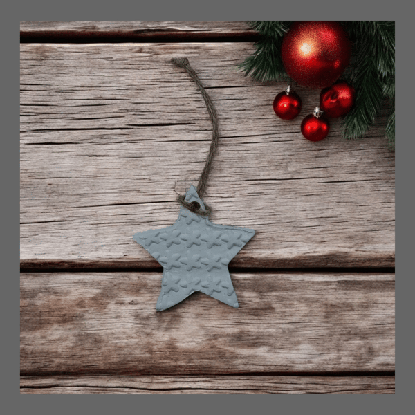 Embossed Star Hanging Christmas Tree Decorations - White