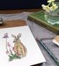 Brown hare and heather Greetings card - Image 2