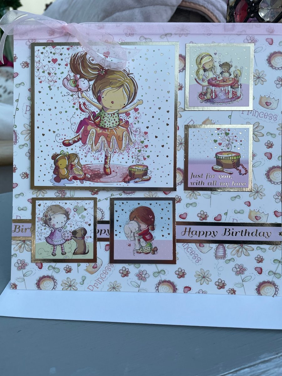 Little cutie girl dancer happy birthday card