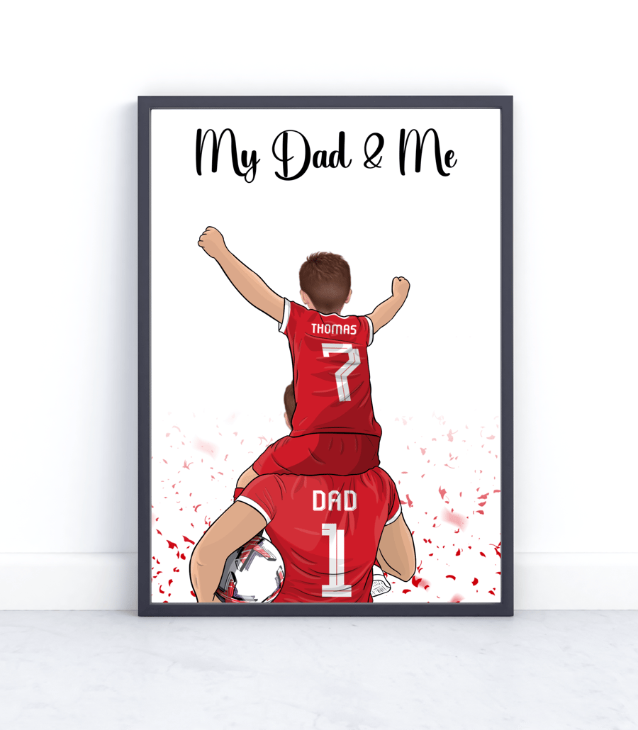 Football Print gift for Dad - Custom Personalised Father and Son Gift