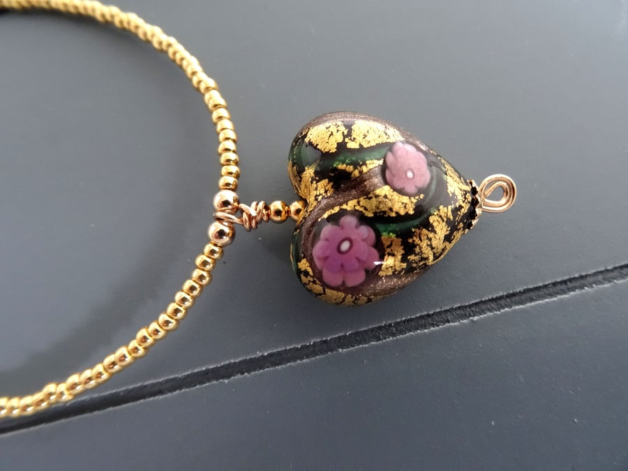 Murano Glass Klimt Pendant Necklace