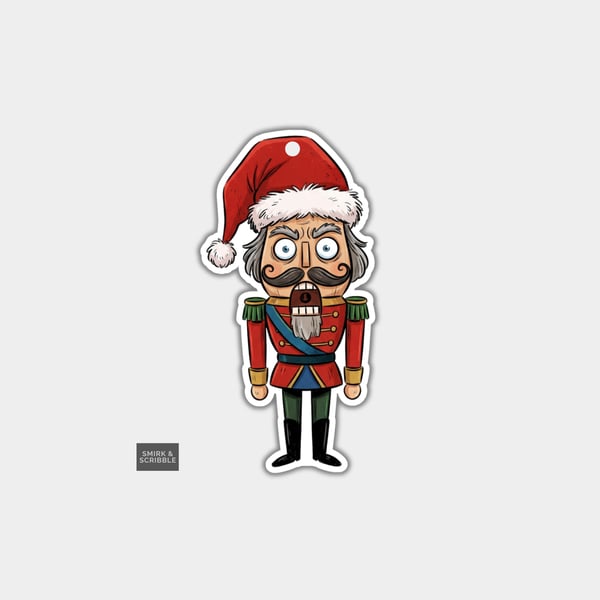 Unique Funny Christmas Gift Tags For Adults, 6pk - Angry Nutcracker
