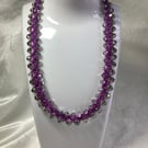 Choker, crochet necklace, purple and grey choker.