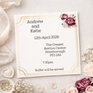 Floral Frame Essential Wedding Invitation with RSVP.  Personalised Wedding Stati