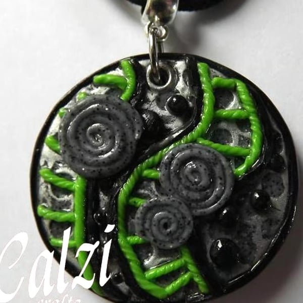 Abstract Design Polymer Clay Pendant