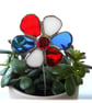 Flower Stained Glass Plant Stick Suncatcher red white and blue - Image 5