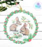 Rabbit mixed media hanging decoration. Rabbit ornament. Rabbit decoration. - Image 1