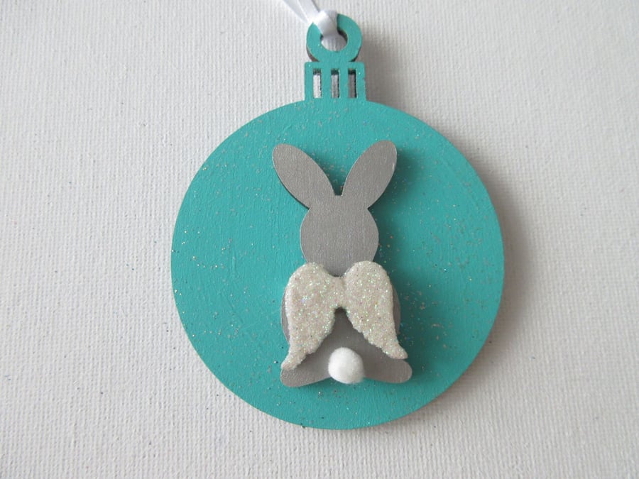 Hanging Decoration Christmas Tree Bauble Bunny Rabbit Memorial Angel Wings