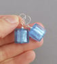 Pale Blue Fused Glass Earrings - Powder Blue Drop Earrings - Cornflower Blue - Image 3