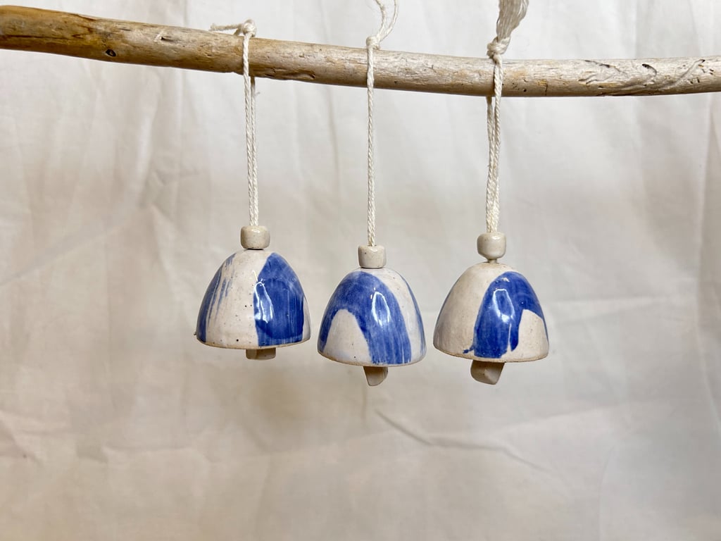 Drift Bells, Set of 3, Hand-Made Minimalist Ceramic Ornaments
