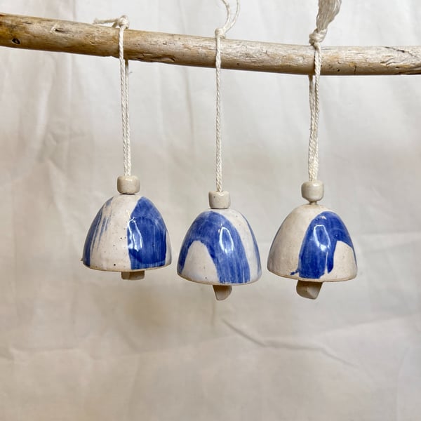 Drift Bells, Set of 3, Hand-Made Minimalist Ceramic Ornaments