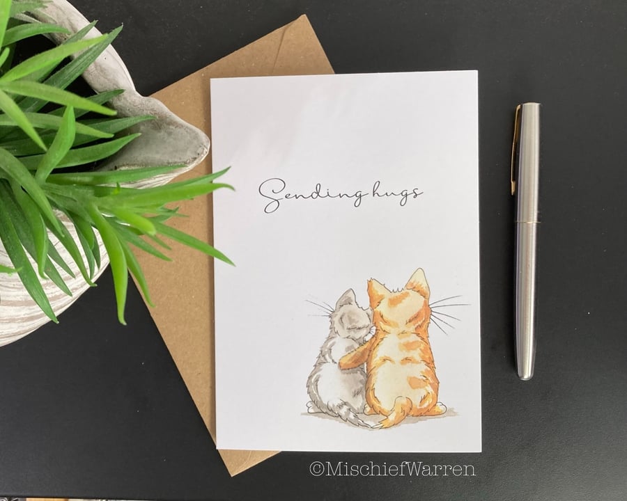 Personalised Comforting, emotional support, sympathy, get well kittens card.