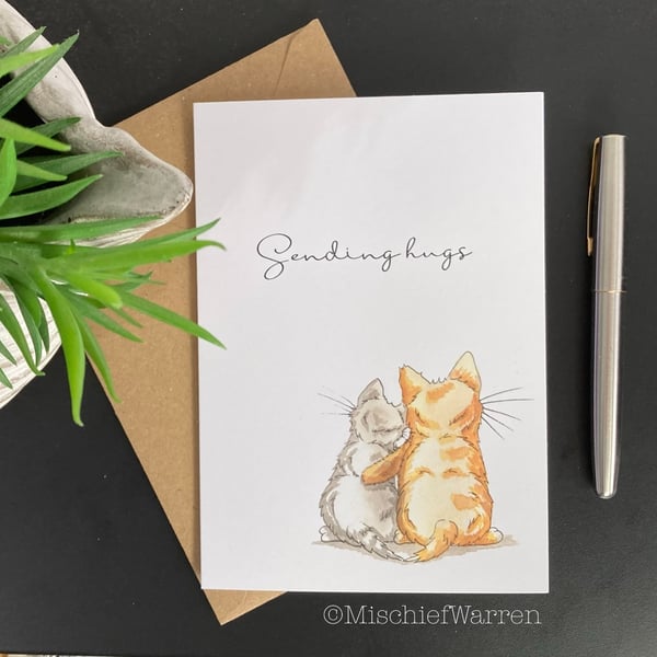 Personalised Comforting, emotional support, sympathy, get well kittens card.