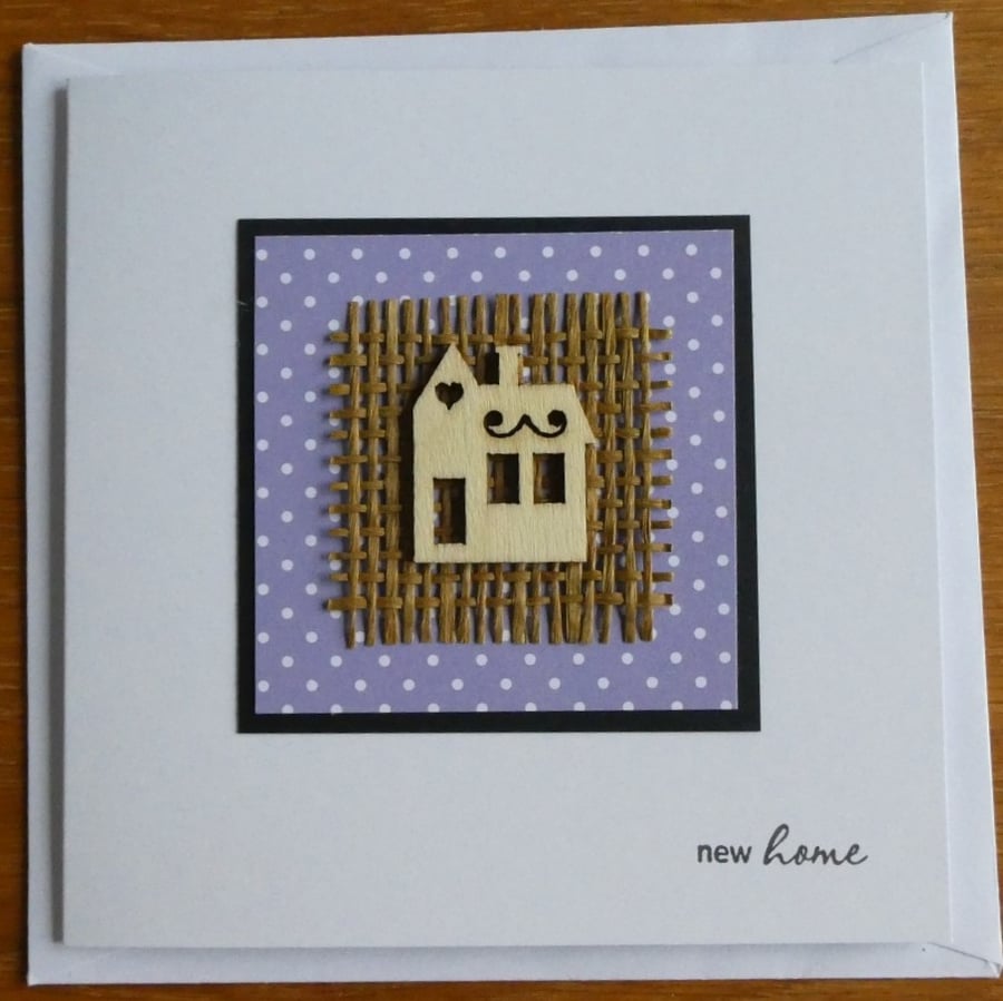 Wooden House New Home Card - Purple