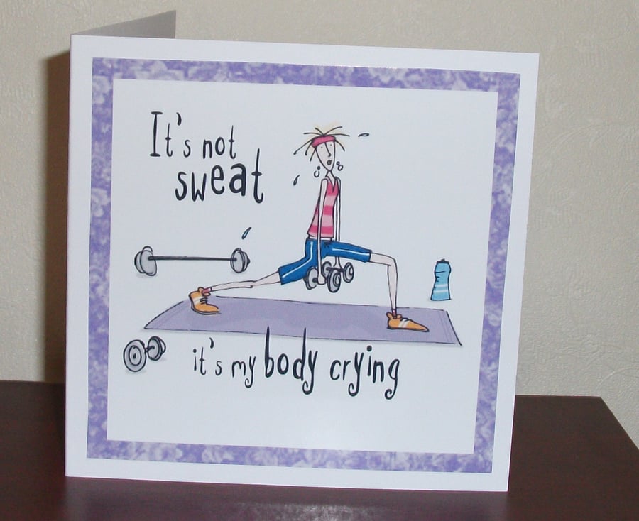 Female birthday card, born to shop, exercise