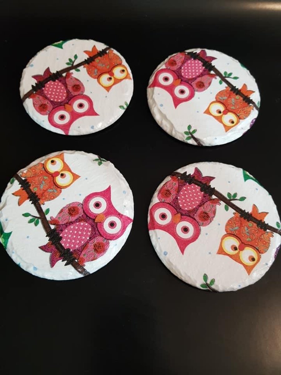 Owl slate coasters 