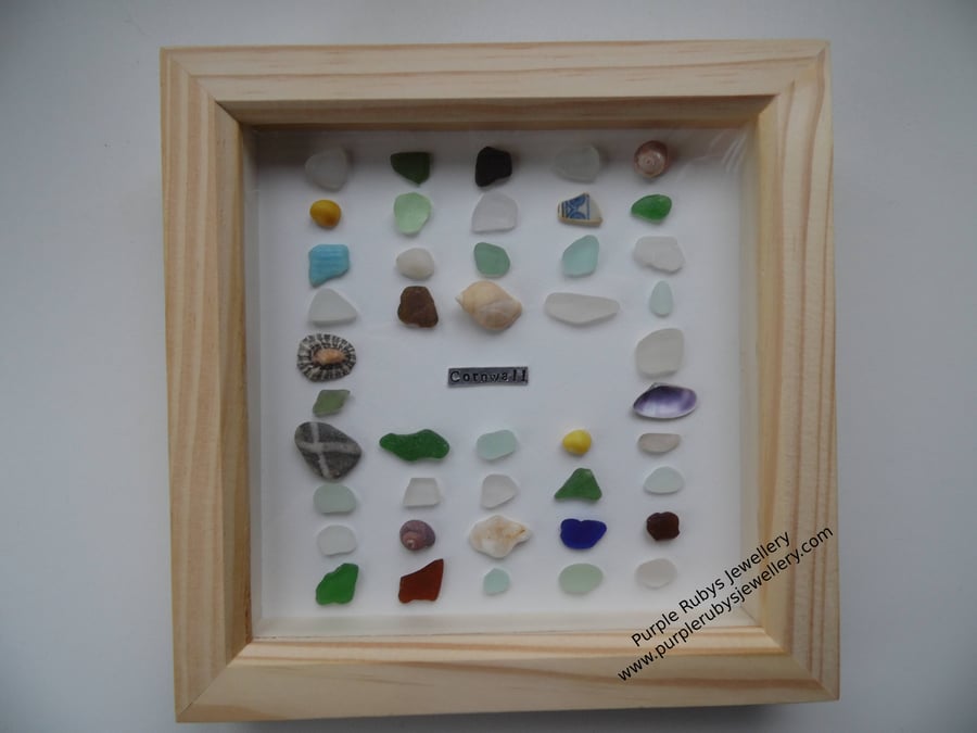 Colours of Cornwall Sea Glass, Sea Pottery & Shell Picture P177