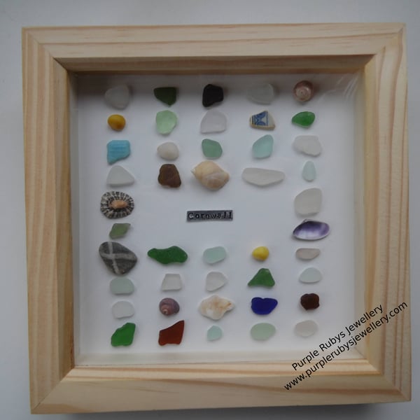 Colours of Cornwall Sea Glass, Sea Pottery & Shell Picture P177