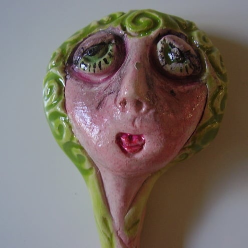 STONEWARE HEAD FOR COLLAGE OR MIXED MEDIA ART