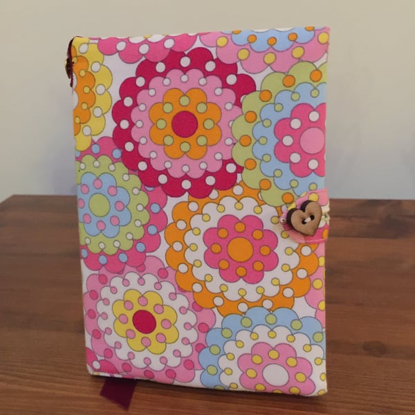 Fabric Covered Notebook- Funky Flowers
