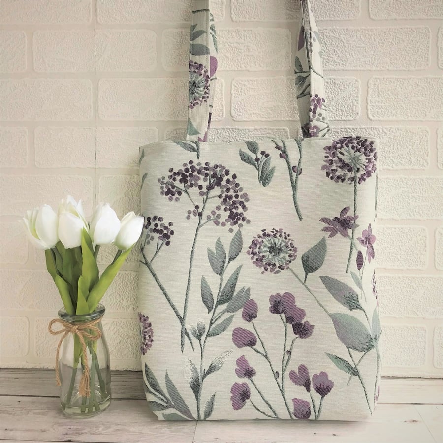 Purple flowers tote bag with purple alliums