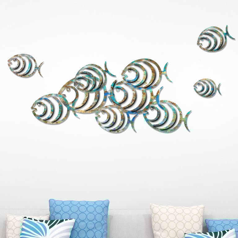Coastal Ripple Fish Wall Sculpture – Stainless Steel Wave Art