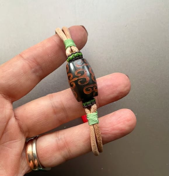 Handcrafted Tibet Dzi Agate Bead Men's Bracelet (wrist size 20.5cm)