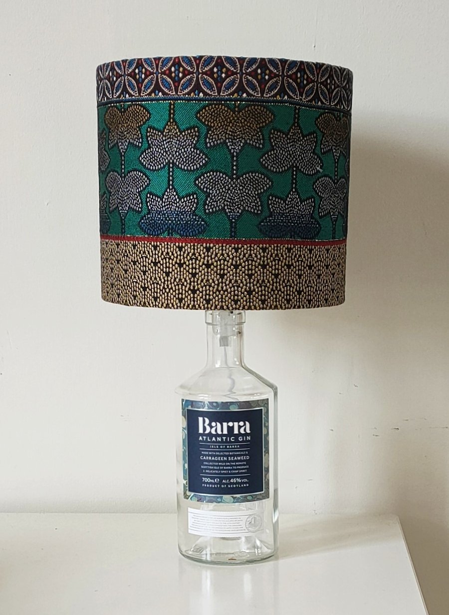 Barra Gin Bottle Lamp with Handmade Shade