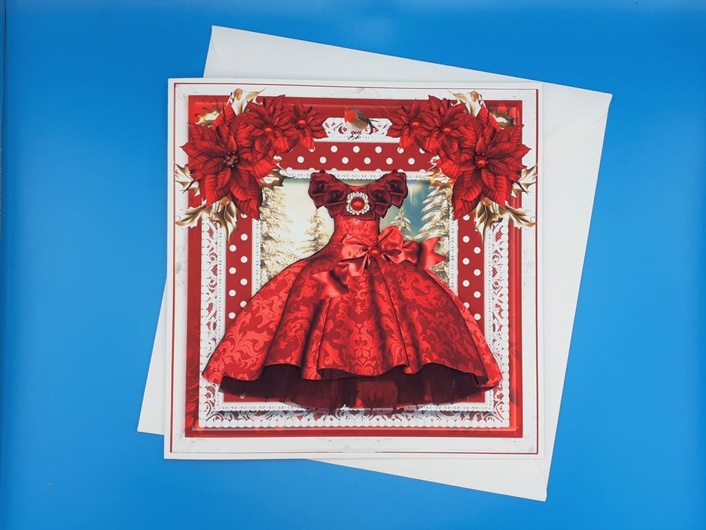 Christmas Card For Her, Decoupage, Wife, Daughter, Granddaughter, Mother