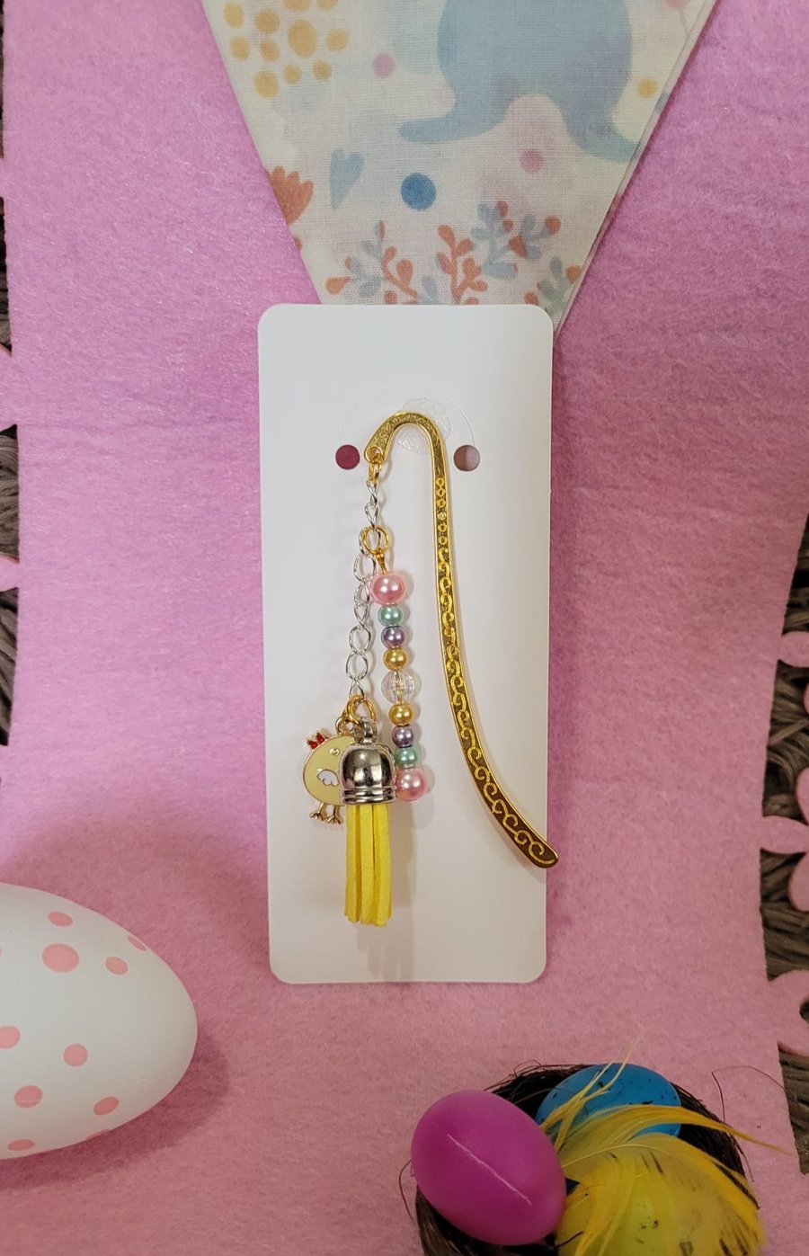 Easter Beaded Bookmark - Yellow Chick