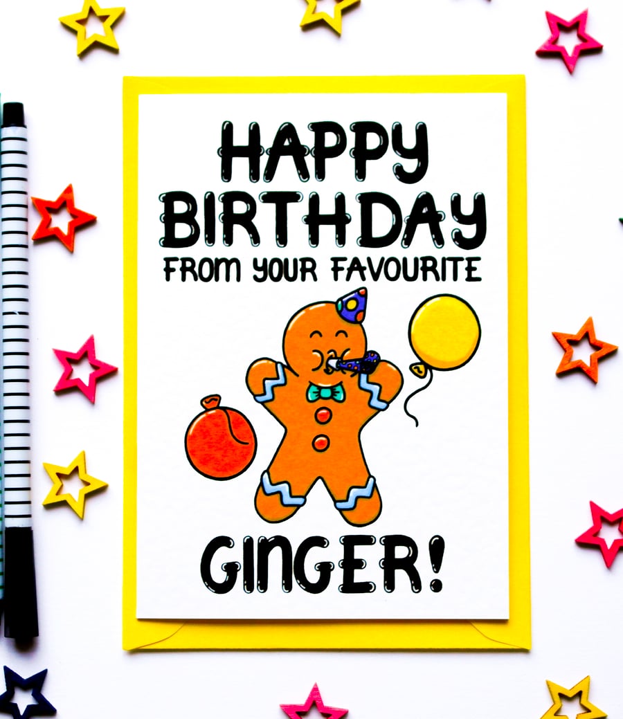 Happy Birthday From Your Favouite Ginger Card, Joke Ginger Person Card