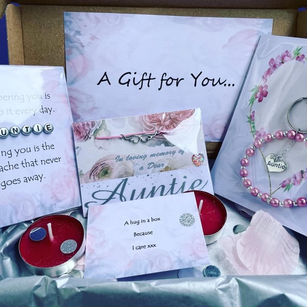 In memory of dear auntie mini hamper letterbox gift wish bracelet in memory of 