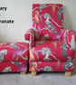 Armchair & Footstool Aviary Garden Pomegranate Fabric Chair Pouffe Birds Jungle - Image 2
