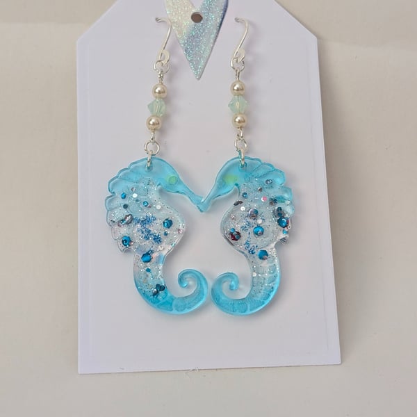 Sea Horse Shaped Resin Earrings