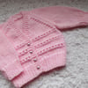 14" Newborn Eyelet V Neck Cardigan