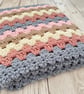 Multicoloured Crochet Infinity Scarf - Handmade - Retro - Granny Stripe - Pink - Image 3