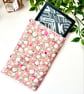 Handmade Pink Floral Kindle Sleeve, E-reader pouch, Fabric Sleeve, Kindle Case - Image 3
