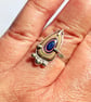 Fordite Adjustable Ring Sterling Silver Stacker Upcycled Jewellery Gift Handmade - Image 1