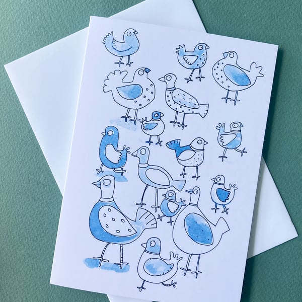 Blue Pigeons -funny bird card by Jo Brown Happy Tomato