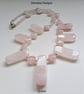 Designer Natural Untreated Rose Quartz Designer Necklace. - Image 5
