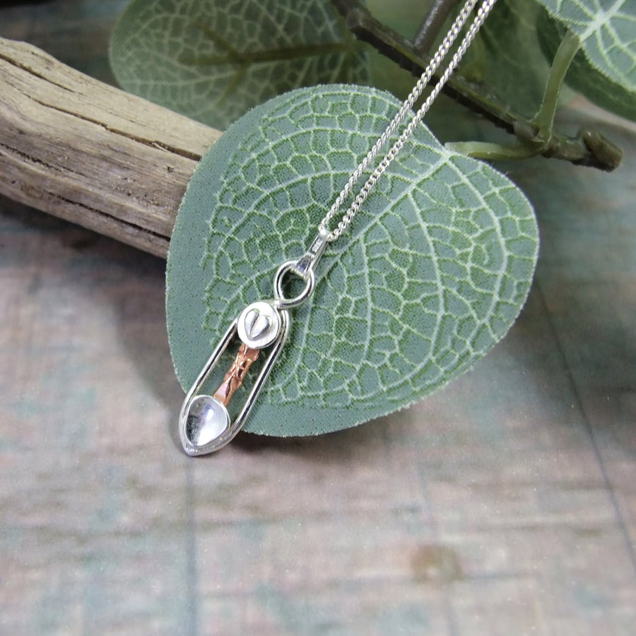 Love Spoon Necklace, Sterling Silver and Copper Pendant