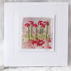 HAND EMBROIDERED VINTAGE FABRIC FLORAL TEXTILE CARD