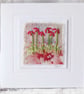 HAND EMBROIDERED VINTAGE FABRIC FLORAL TEXTILE CARD