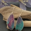 Printed Aluminium and sterling silver earrings - Turquoise, lilac and pink