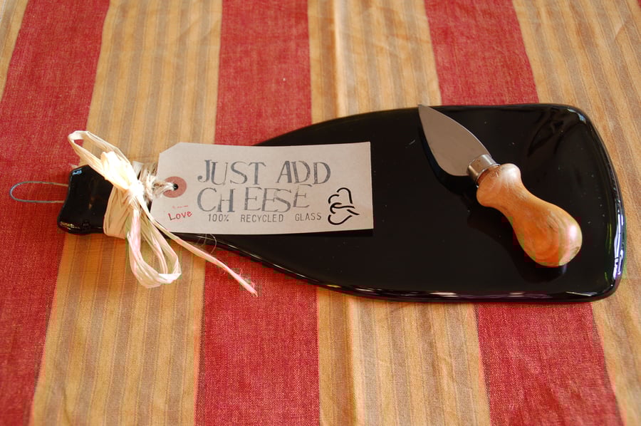 cheese board, recycled glass
