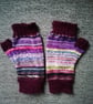 Fingerless Gloves - Hand Knitted - Multicoloured Purple - Image 4
