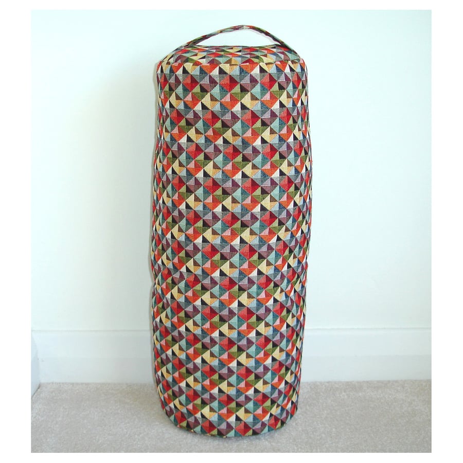 Yoga Bolster Cushion COVER ONLY 24"x9" Tapestry Red Cylinder Namaste Pillow